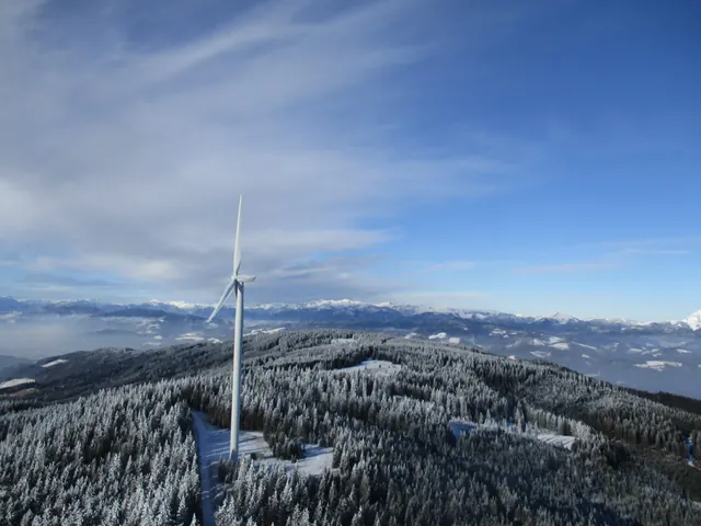 Rotorblattinspektion im Winter an einem Onshore-Windpark